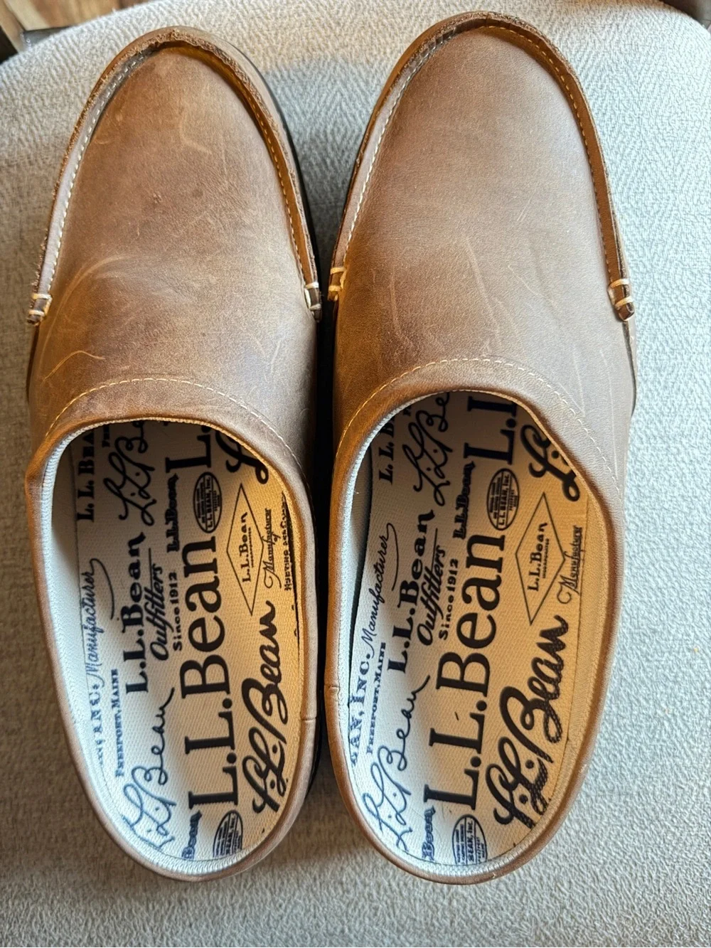L.L. Bean Men's Stonington Chestnut Brown Leather Slip-On Clogs/Loafers 10.5W